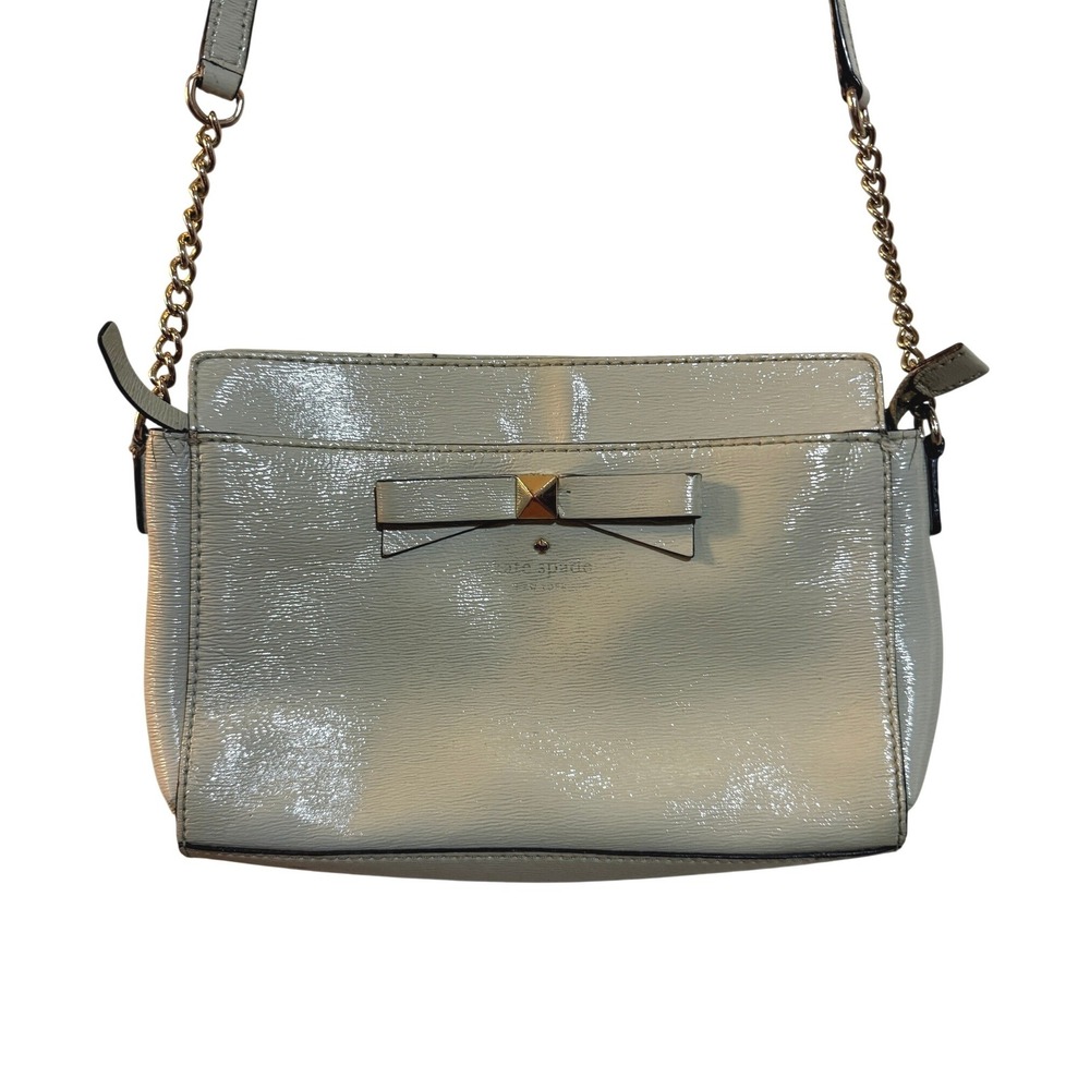 Kate Spade Crossbody Bag Women Small Patent Leather Bow Detail Strap